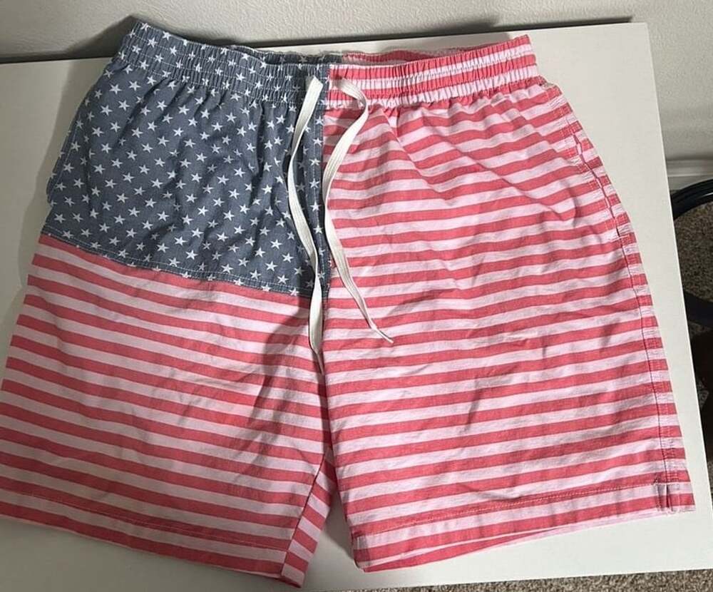 Chubbies Swim Trunks Size XL 7" Red White Blue Stars Stripes